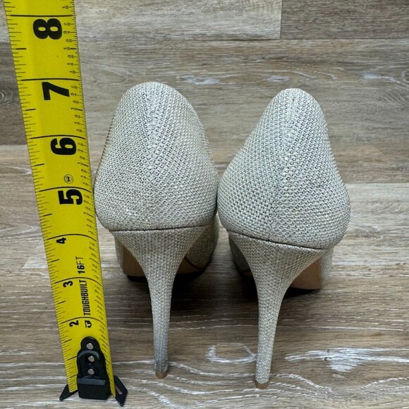 Badgley Mischka Drama Platino Matallic Mesh Pump Women's Size 7 - Picture 3 of 7